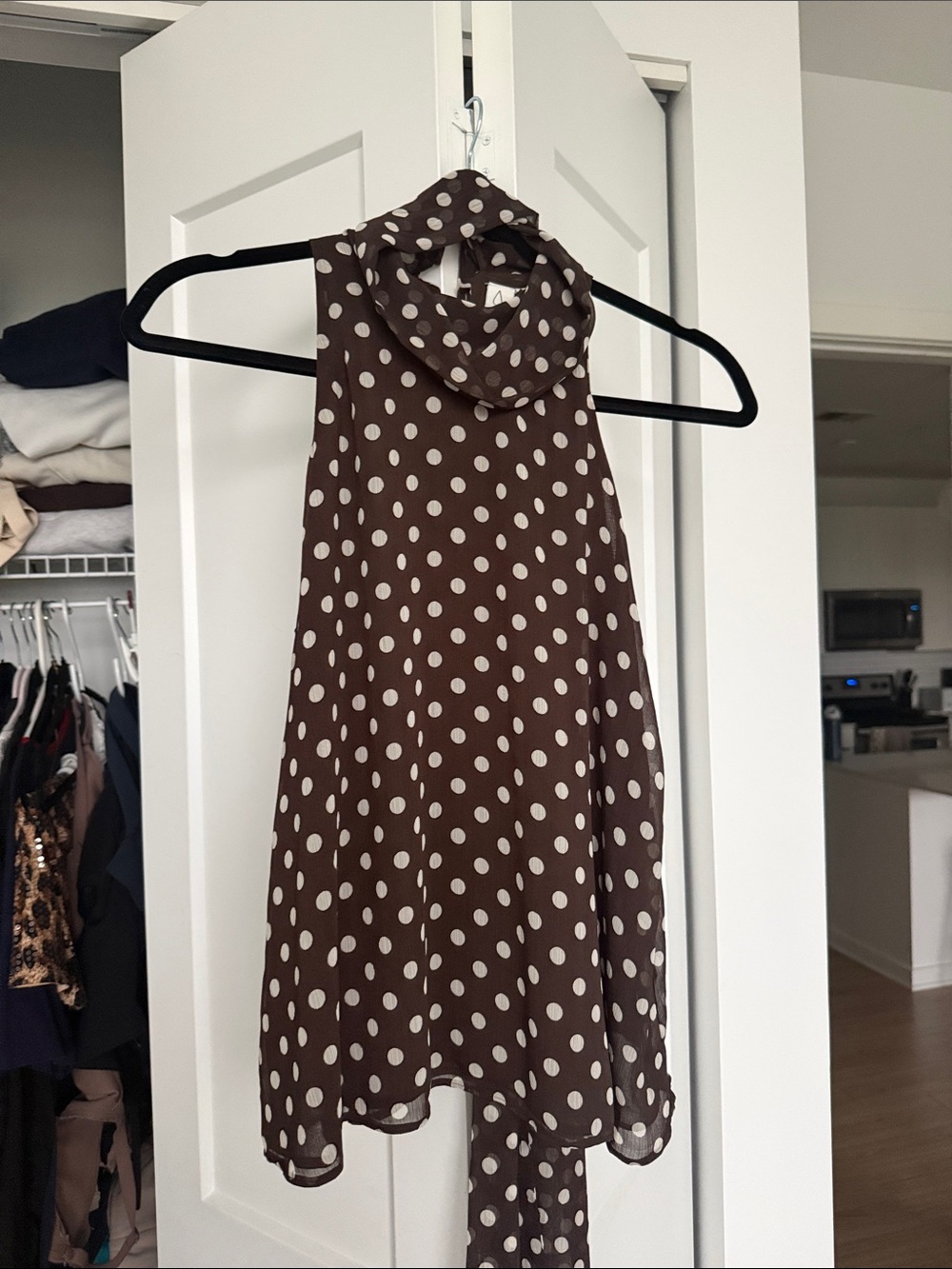Brown Polka Dot Halter Top